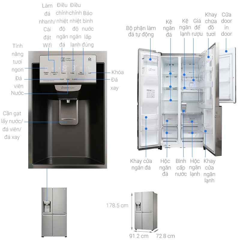 Tủ lạnh side by side LG GR-P247JS