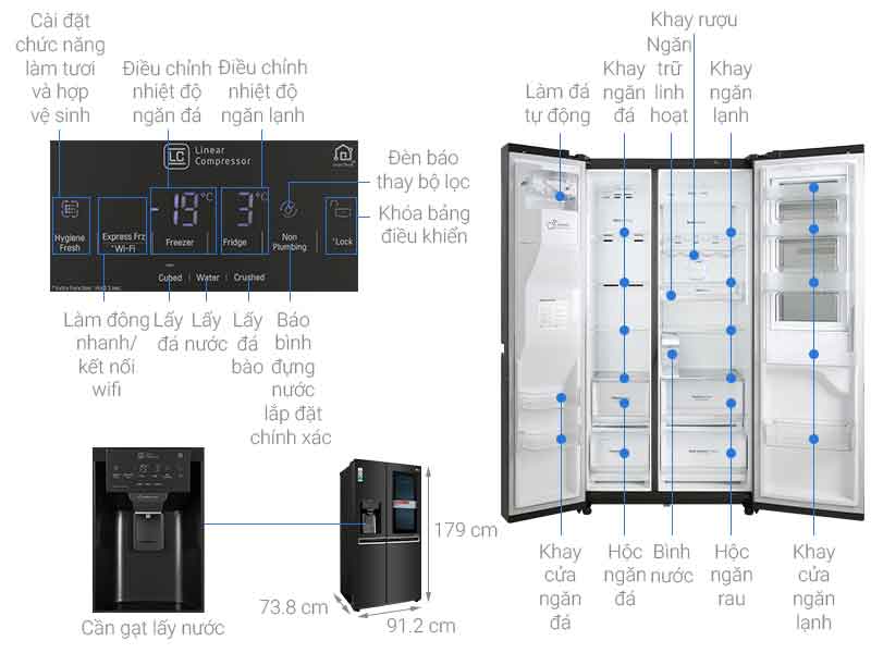 Tủ lạnh LG GR-X247MC Inverter 601 lít 
