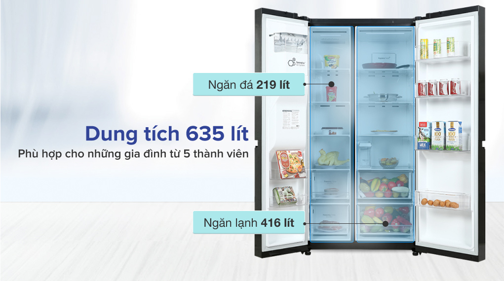 Tủ lạnh LG Inverter 635 Lít GR-D257WB - Dung tích
