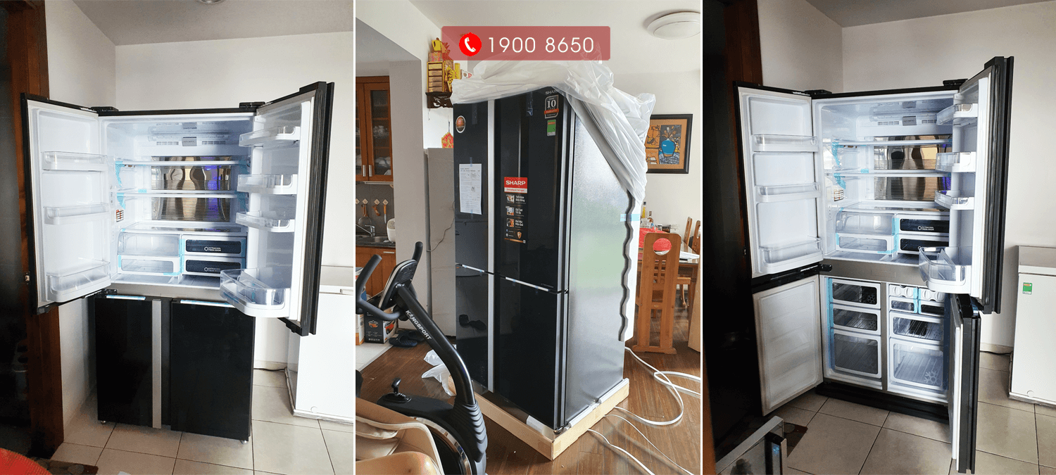 Hình ảnh thực tế tủ lạnh sharp SJ-FX688VG-BK inverter 678 lít