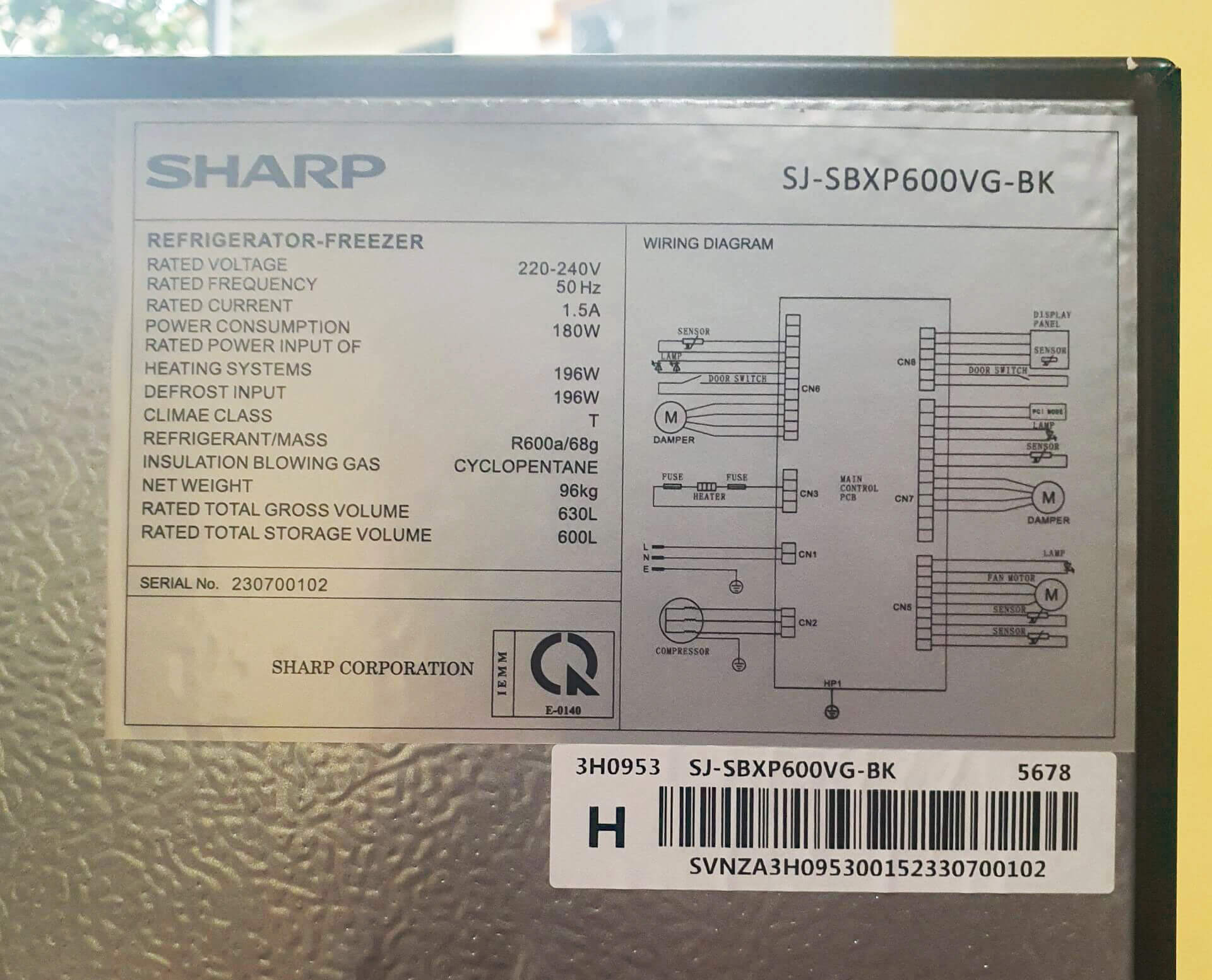 Tủ lạnh Sharp Inverter 600 lít Side By Side SJ-SBXP600VG-BK