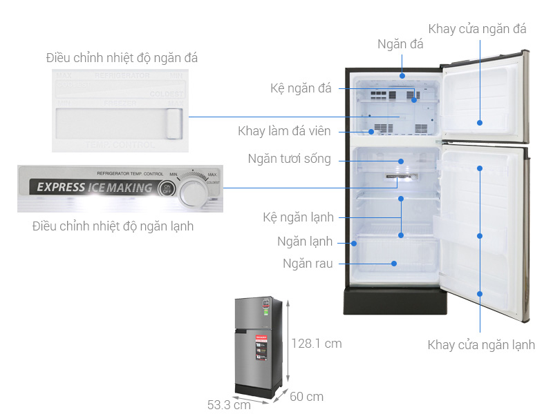 Tủ lạnh Sharp SJ-X176E-SL thiết kế nhỏ gọn, tinh tế