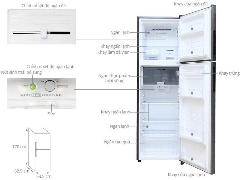 Tủ lạnh Sharp SJ-X281E-DS kiểu dáng nhỏ gọn, đơn giản