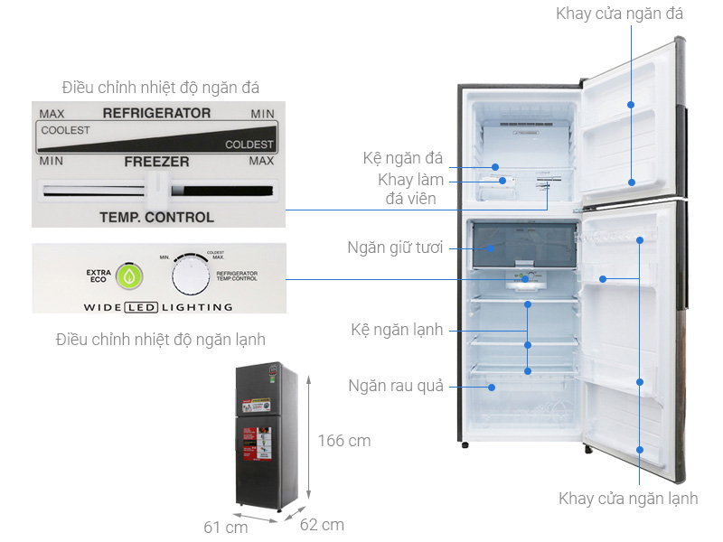 Tủ lạnh Sharp SJ-X316E-DS thiết kế màu xám bạc sang trọng, bắt mắt