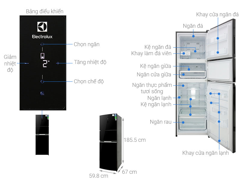Tủ lạnh Electrolux EME3700H-H Inverter 334 lít 