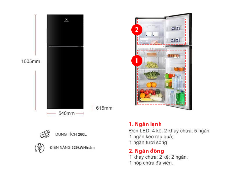 tủ lạnh electrolux inverter đen