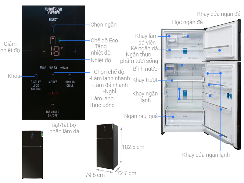 Tủ lạnh Electrolux ETE5722BA Inverter
