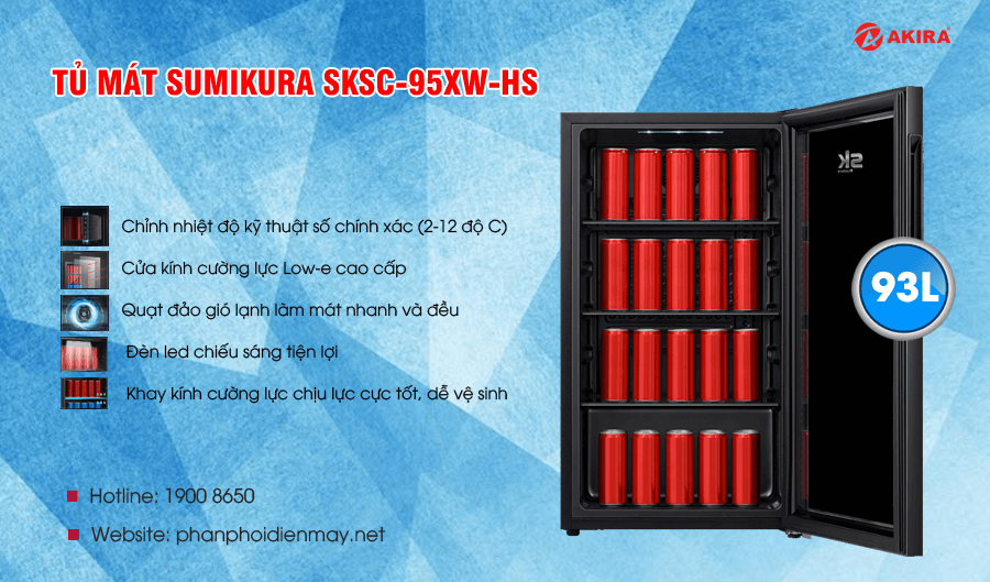 Đặc điểm nổi bật của tủ mát mini Sumikura SKSC-95XW-HS